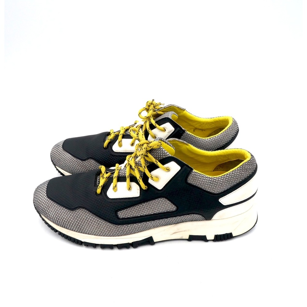 Lanvin Running Shoes Mesh Leather Low Top Size 12 Men Yellow Accents